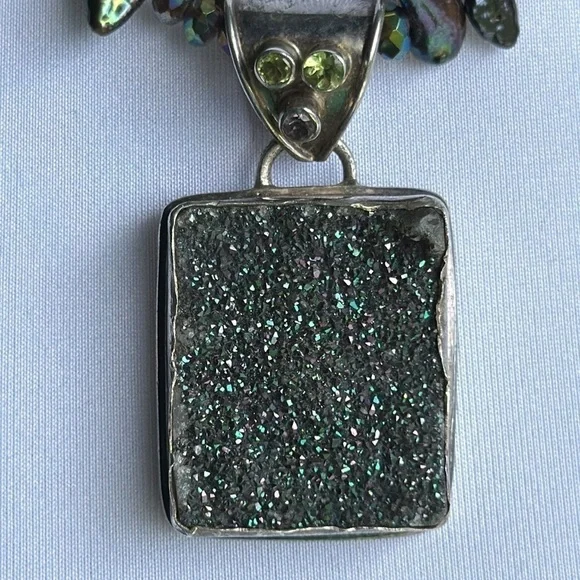 925 silver necklace with real stone​​s - Picture 3 of 10